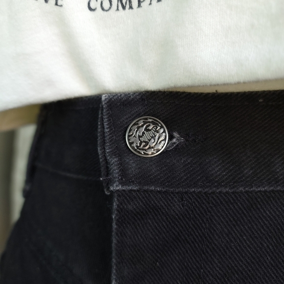 Vintage 90s High Rise Denim Mom Jeans 100% Cotton Washed Black Ozark 26 - Picture 4 of 15